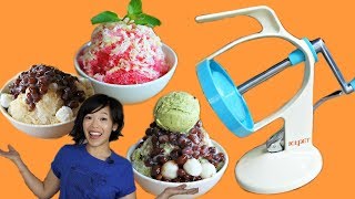 Vintage ICEPET Shaved Ice Maker Test  3 Ways  MATCHA KAKIGORI  PATBINGSU  NAM KANG SAI [upl. by Moya]