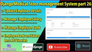 Django React Medical Store Management Part 26  Update Employee  Manage Employee Bank and Salary [upl. by Angel468]