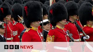 Troops perform Royal Salute in Buckingham Palace garden following King Charles Coronation  BBC News [upl. by Averi]