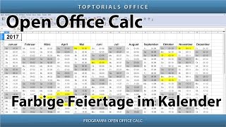 Farbige Feiertage im Kalender OpenOffice Calc [upl. by Nonie125]