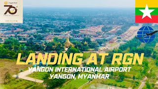 Landing At RGN Airport On A Myanmar National Airlines ATR72 Yangon Myanmar [upl. by Oznole]