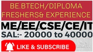 DiplomaBEBtech Mechanical Electrical jobsbest jobs genuine jobs without chargesMEEECECSE [upl. by Ilera249]