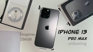 iPhone 13 Pro Max Graphite 256 gb 📦 aesthetic unboxing  ASMR ☁️✨✨ [upl. by Aihsenak334]