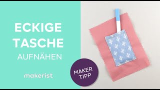 Perfekte aufgesetzte Tasche nähen  makerist MAKERTIPP 💡 [upl. by Nylekcaj]