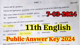 11th English Public Exam Answer Key 2024  11th English Public Answer Key 2024 [upl. by Anaela]