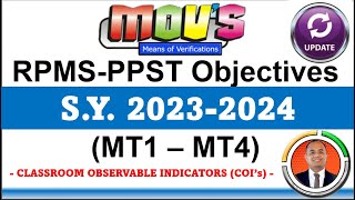 RPMS Objectives Classroom Observable Indicators for MASTER TEACHER II SY 20232024 [upl. by Ibbetson]