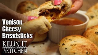 Venison Stuffed Cheesy Breadsticks  Killin it in the Kitchen [upl. by Lander699]