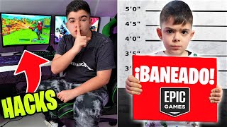 MI HERMANO USA HACKS Y LE BANEAN SU CUENTA DE FORTNITE [upl. by Irrehc]