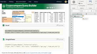 Using Cryptocompare API data in Cryptosheets [upl. by Tabber631]