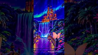 Escape to dreamland where waterfalls glow and flowers dance shorts aiartwork halloween castle [upl. by Arhez276]