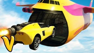 GTA 5 ROCKET CAR INTO CARGO PLANE STUNT  GTA 5 Stunts Funny Moments [upl. by Nedyrb44]