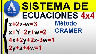 SISTEMA DE ECUACIONES 4x4 Método Crámer [upl. by Elagibba713]