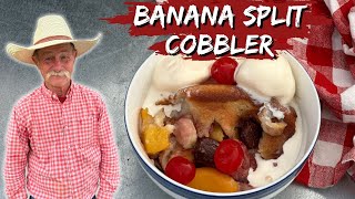 Dutch Oven Banana Split Cobbler  The Perfect Summer Dessert [upl. by Natsyrt428]