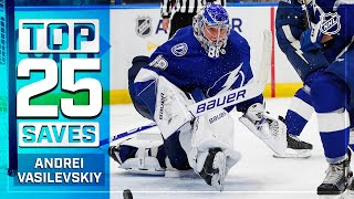 Top 25 Andrei Vasilevskiy Saves from 201920  NHL [upl. by Soilissav]