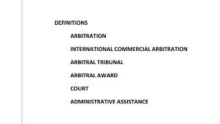 Definitions  Arbitration International Commercial Arbitration Arbitral Award [upl. by Nyliak]