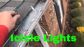 How To Hang Icicles Christmas Lights With Gutter Guards [upl. by Lotz609]