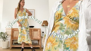 DIY  Vintage Gathered Bust Slip Dress [upl. by Capwell922]