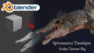 Spinosaurus Blender Timelapse Modeling Sculpting Texturing Rigging 3D Printing [upl. by Nylecoj]