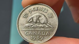 1939 Canada 5 Cent Coin • Values Information Mintage History and More [upl. by Leroi]