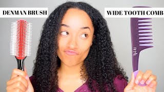 Denman Brush VS Wide Tooth Comb  Detangling Comparison [upl. by Charisse]