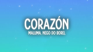 Maluma  Corazón LetraLyrics ft Nego do Borel [upl. by Edea495]