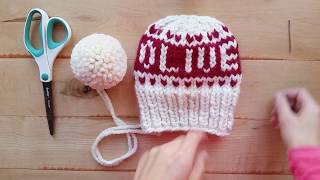 Part 3 Yarn Pom Pom Process Attaching Your Pom Pom to your Hat [upl. by Enrika884]