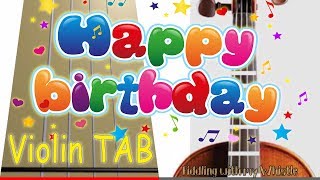 Happy Birthday to My Channel  One Year Old Today  Violin  Play Along Tab Tutorial [upl. by Zeuqirdor48]