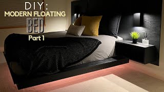 DIY How To Build A Modern Floating Bed Part 1 [upl. by Valerye]