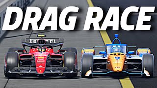 F1 vs OVAL INDYCAR Drag Race [upl. by Ygiaf]