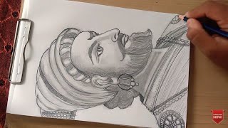 How to draw Shivaji Maharaj face pencil drawing step by step [upl. by Kenn438]