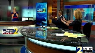 Channel 2 Meteorologist Karen Minton drawn to tears after tribute video  WSBTV [upl. by Isdnil]