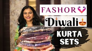 Fashor Kurta Set Haul  Diwali Outfit Ideas  Festive Kurta Set Haul [upl. by Hyacinth]