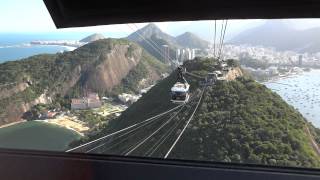 Cable Car Ride Down Sugarloaf Mountain Rio Brazil [upl. by Amelina]