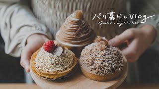 SUB｜暮らしVlog｜３種のモンブランでおうちカフェ｜季節のスイーツ｜フランスのパティスリー｜おうち時間｜ラデュレLADURÉE｜パリ生活 [upl. by Anirehtak206]