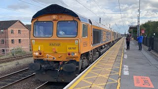 66787 66744 66718 amp 66773 Passing Northallerton [upl. by Dinse381]