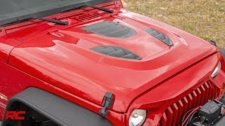 Jeep Wrangler JK Vented Hood from Rough Country [upl. by Ecirtnahc]