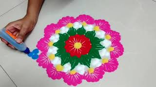 How to Make Super Easy Rangoli DesignEasy Rangoli for BeginnersRangoli for diwali Diwali decor [upl. by Ahtimat424]