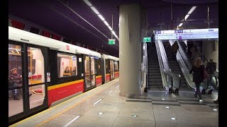 Poland Warsaw metro ride from Świętokrzyska to Nowy ŚwiatUniwersyte 5X escalatort [upl. by Bohi]