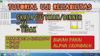 Uji Reliabilitas pada Skala Guttman  Binner  Dikotomi Menggunakan KR20 dan KR21 [upl. by Elleirda]