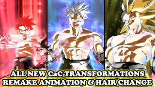 All 7 Remake CaC Transformations Custom Animation amp Hair Change 2022 Dragon Ball Xenoverse 2 Mods [upl. by Etteuqaj199]