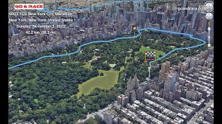 2023 TCS New York City Marathon fly over the marathon 3D course map [upl. by Assirek]