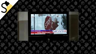 Weather Reporter Hit by a Stop Sign During Storm [upl. by Notpmah667]