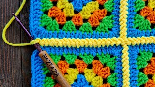 CROCHET How to join granny squares for beginners  Bella Coco [upl. by Atenaz]