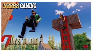 Jumping Defense Tower  7 Days to Die Darkness Falls Mod Ep 21 [upl. by Deryl]