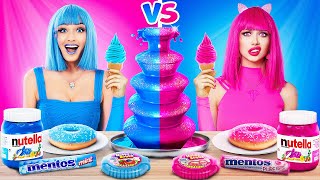 Pink Food vs Blue Food Challenge  Eating Only One Color Food 24 HRS Mukbang by RATATA [upl. by Ajim]