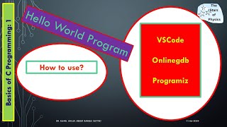 Basics of C Programming 1 Hello World C Program using VSCode onlinegdb programiz [upl. by Noswal986]