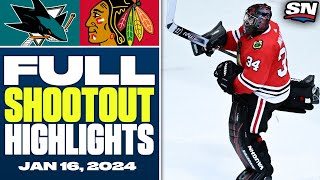 San Jose Sharks at Chicago Blackhawks  FULL Shootout Highlights  January 16 2024 [upl. by Cale]