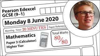 Edexcel GCSE Maths 2020 Higher Exam Paper 3 Walkthrough [upl. by Ahsoyem]