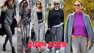 MODA TENDENCIA OTOÑO INVIERNO 2024 2025 REALZA TU ELEGANCIA UTILIZANDO EL COLOR GRIS ASÍ [upl. by Entsirhc]