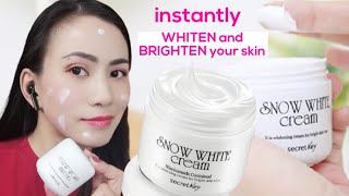 Product Review SECRET KEY SNOW WHITE CREAM instantly Brightening and whitening cream [upl. by Hillinck610]